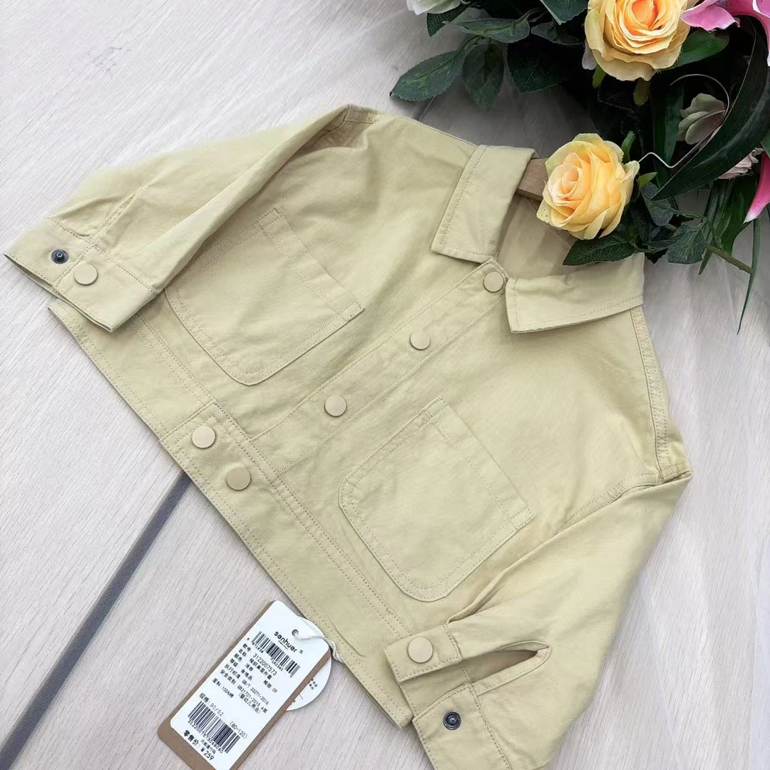 秋款男女通用休闲风衬衫小童秋季纯色春秋翻领长袖3122007573