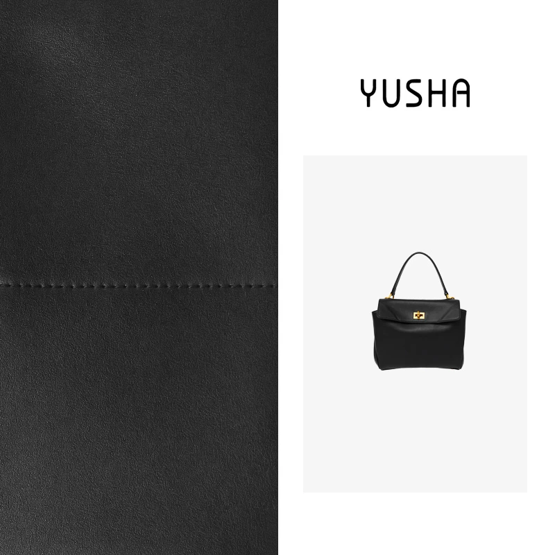 YUSHA/高档mini号黑色手拎斜挎包金扣-50018