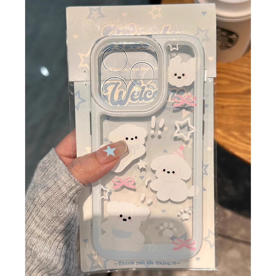 白色小狗适用iPhone15手机壳苹果16promax透明软壳14卡通13小众12