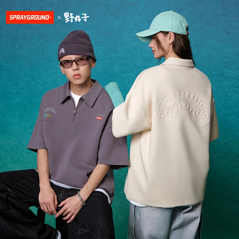 【野丸子】SPRAYGROUND鲨鱼嘴短袖T恤翻领宽松潮流休闲JM WE120268