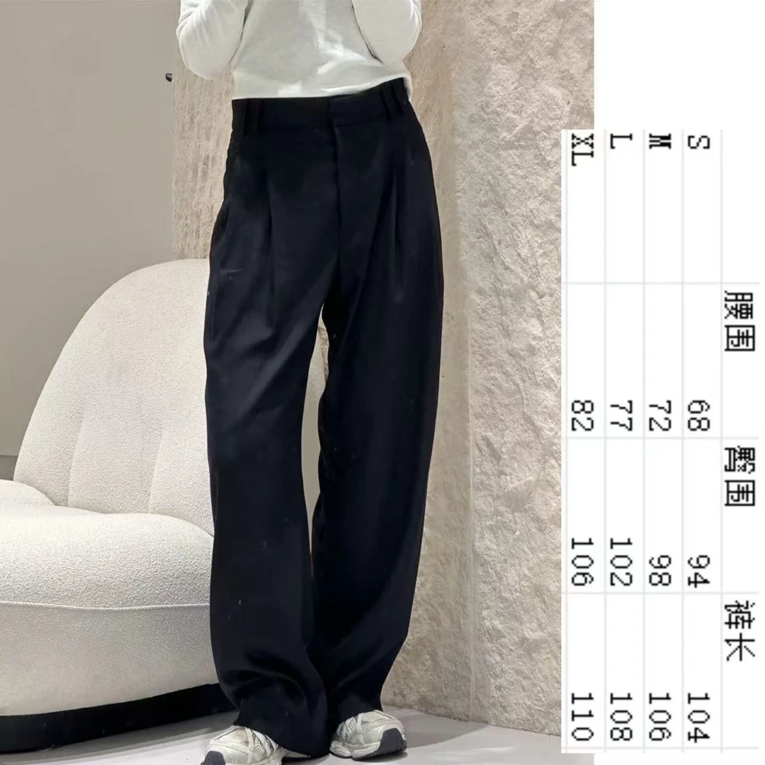 高腰捏折西装裤 有口袋隐形扣拉链休闲裤百搭简约阔腿时尚薄款