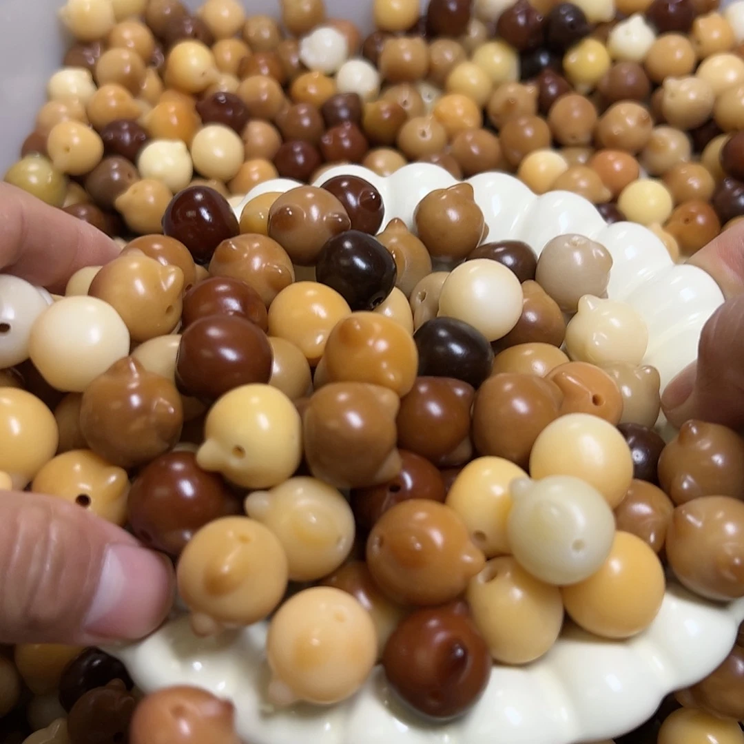 菩提根17mm猫头瑕有内开片8颗文玩雕刻手工DIY