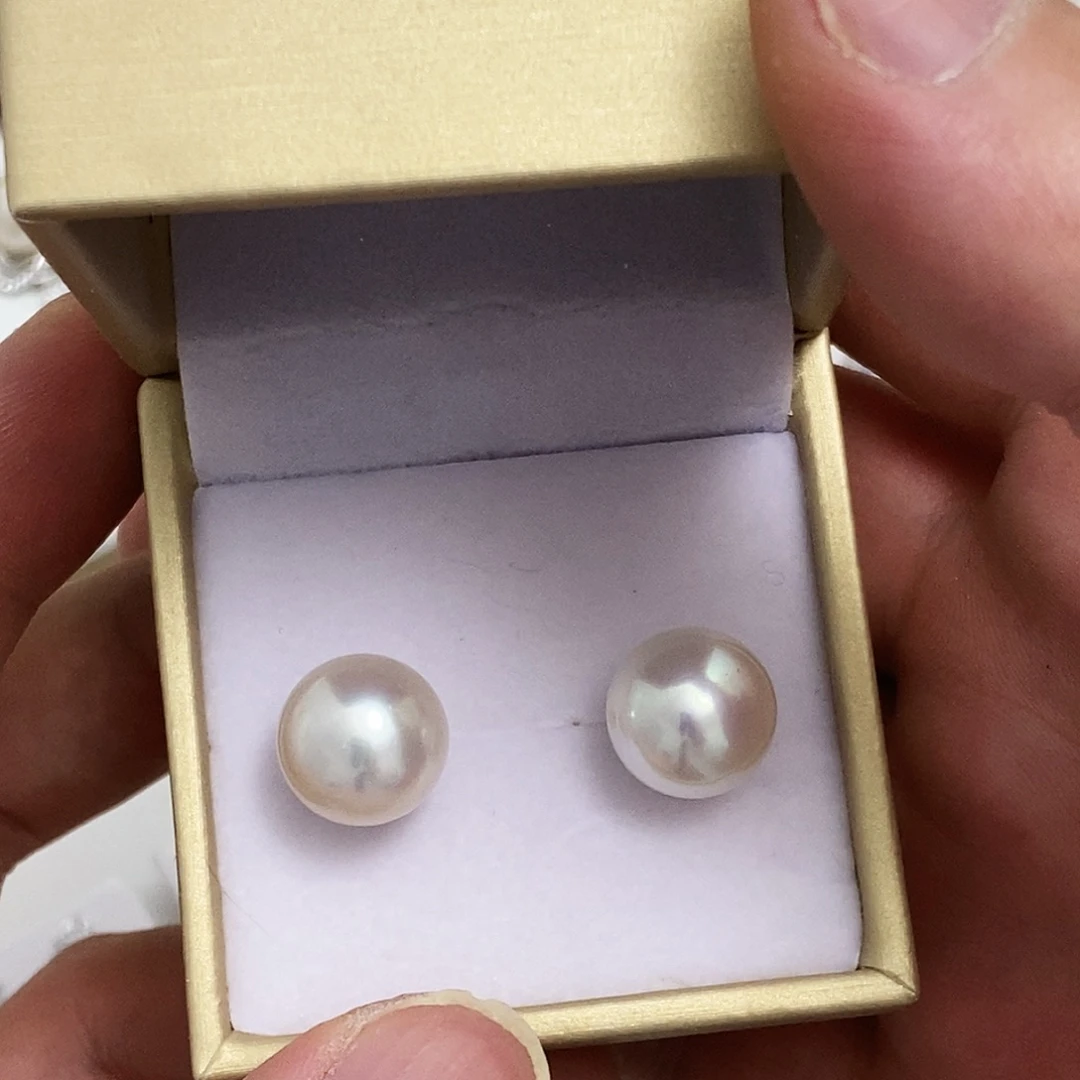 淡水珍珠12.5m微瑕素钉银S925镶嵌