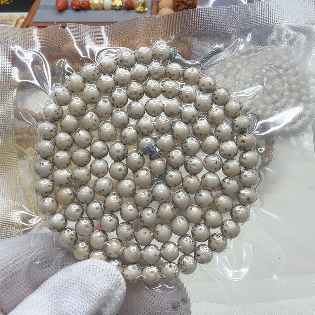 手串星月菩提18梵天骨瓷白通体针尖星6左右108圆