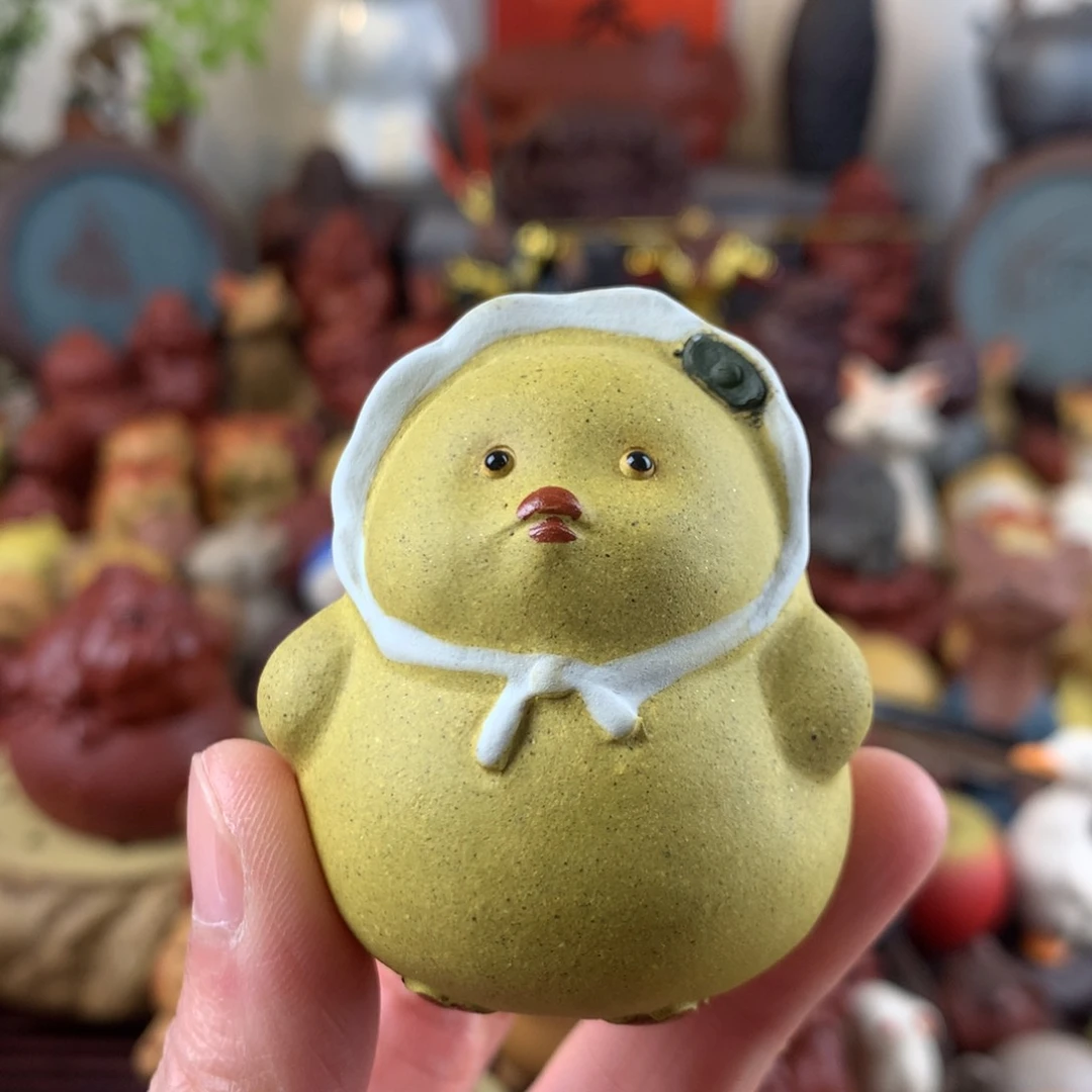 紫砂茶宠可爱帽子鸡
