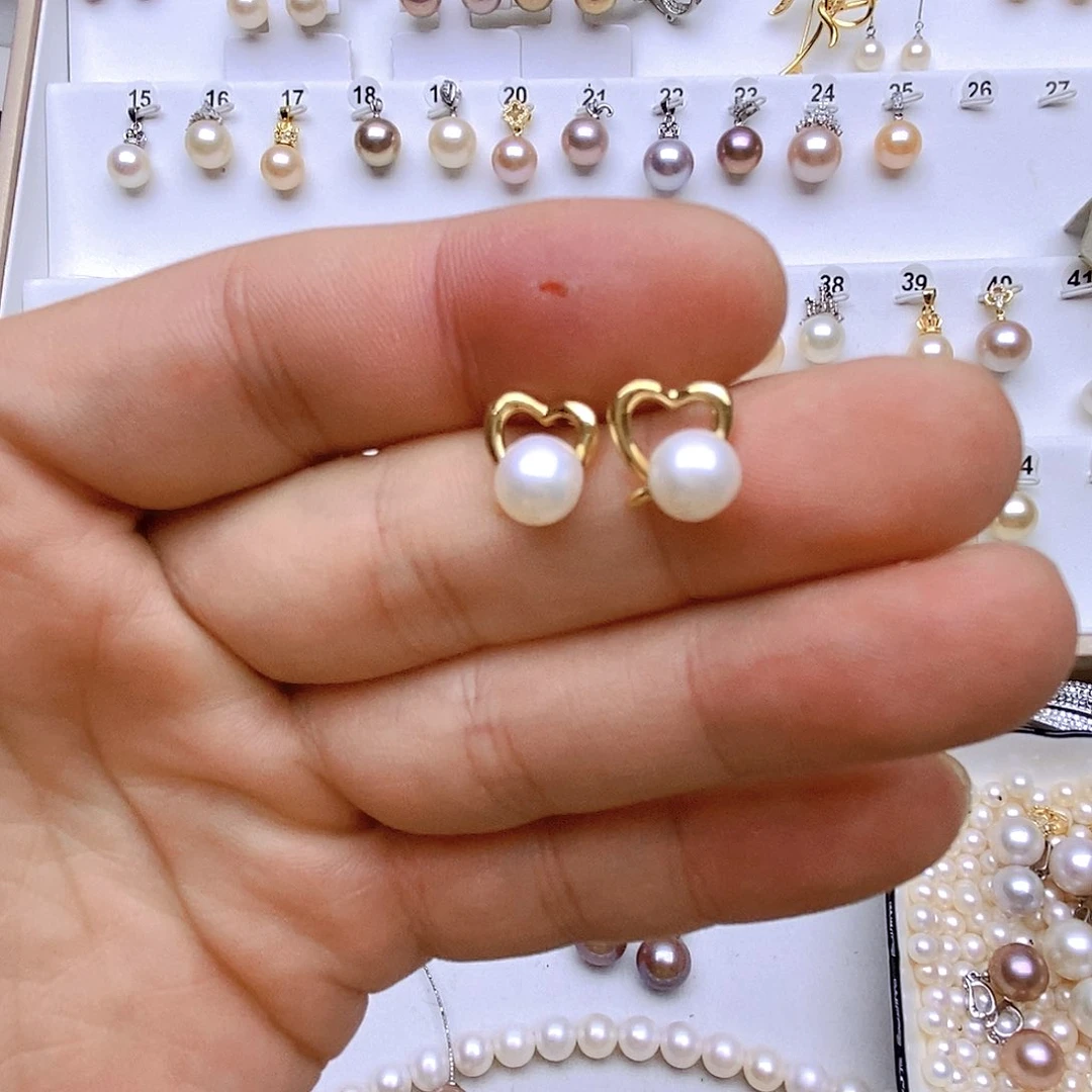 银S925镶嵌淡水珍珠耳饰