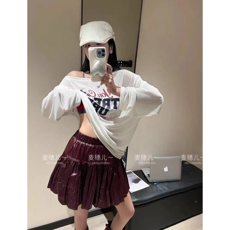 【配美背】百搭圆领卡通印花长袖T恤上衣夏季女