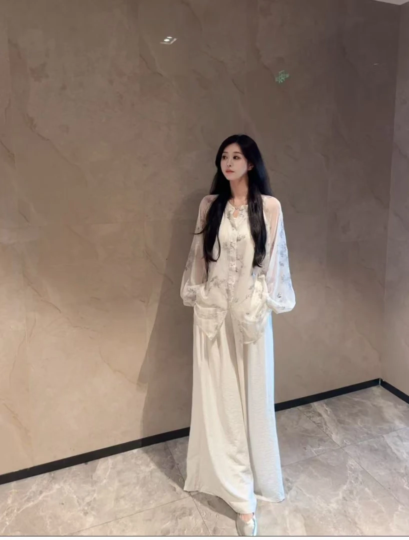 【高个子定制】新中式国风烫银蝴蝶防晒衬衫