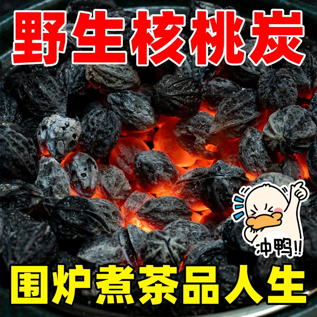 核桃炭围炉煮茶专用炭室内冬日家用无烟烧烤果木速燃碳耐烧高温炭