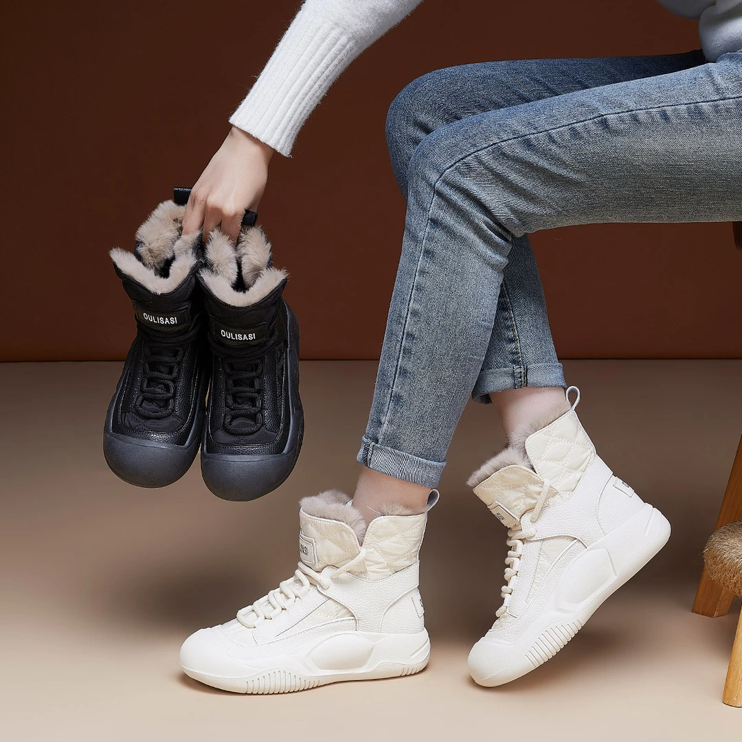 BK204秋冬新款百搭时尚软底软面复古百搭短筒雪地靴