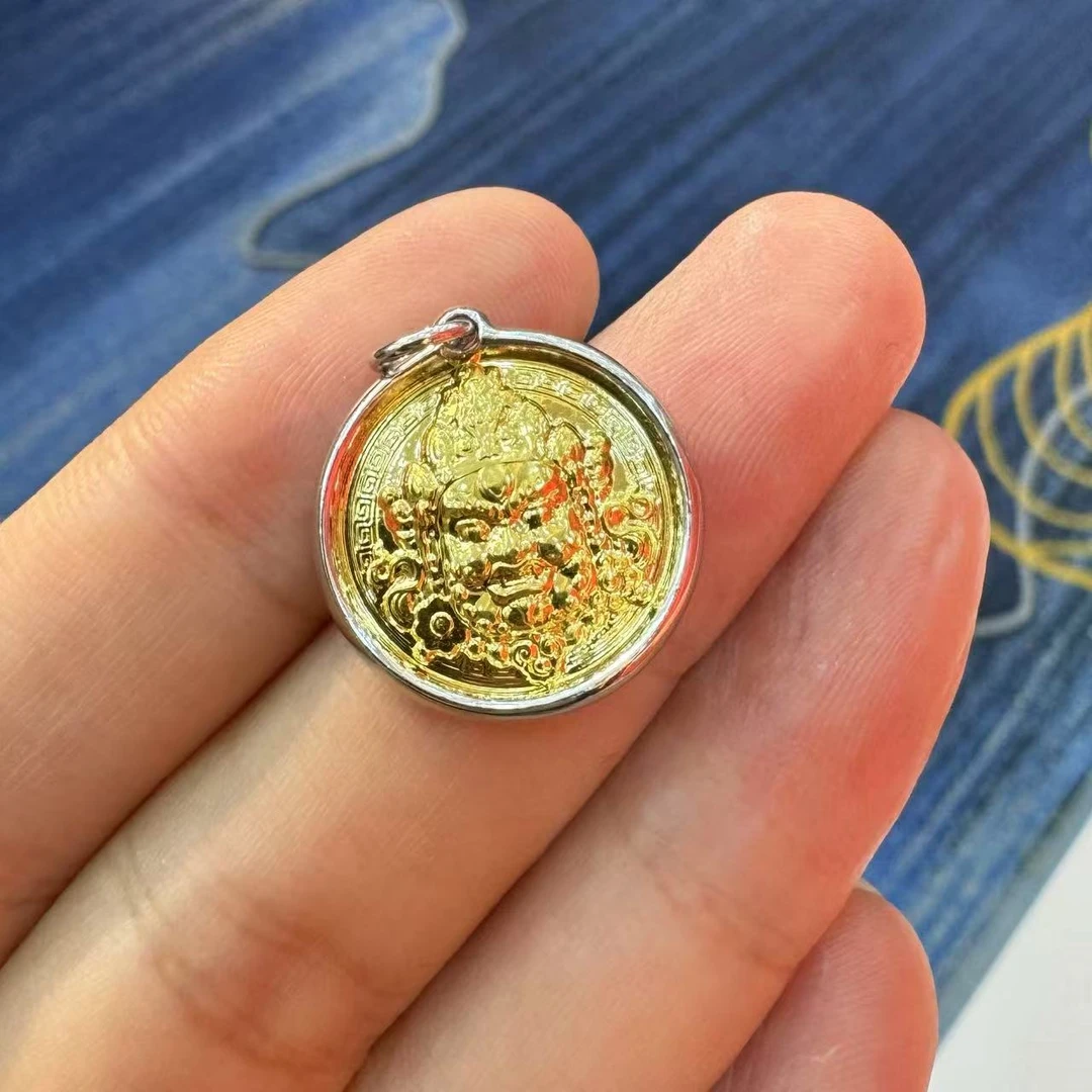 吊坠足银 【北野珠宝】足银999黄财神吊坠-B136H-4【20mm】