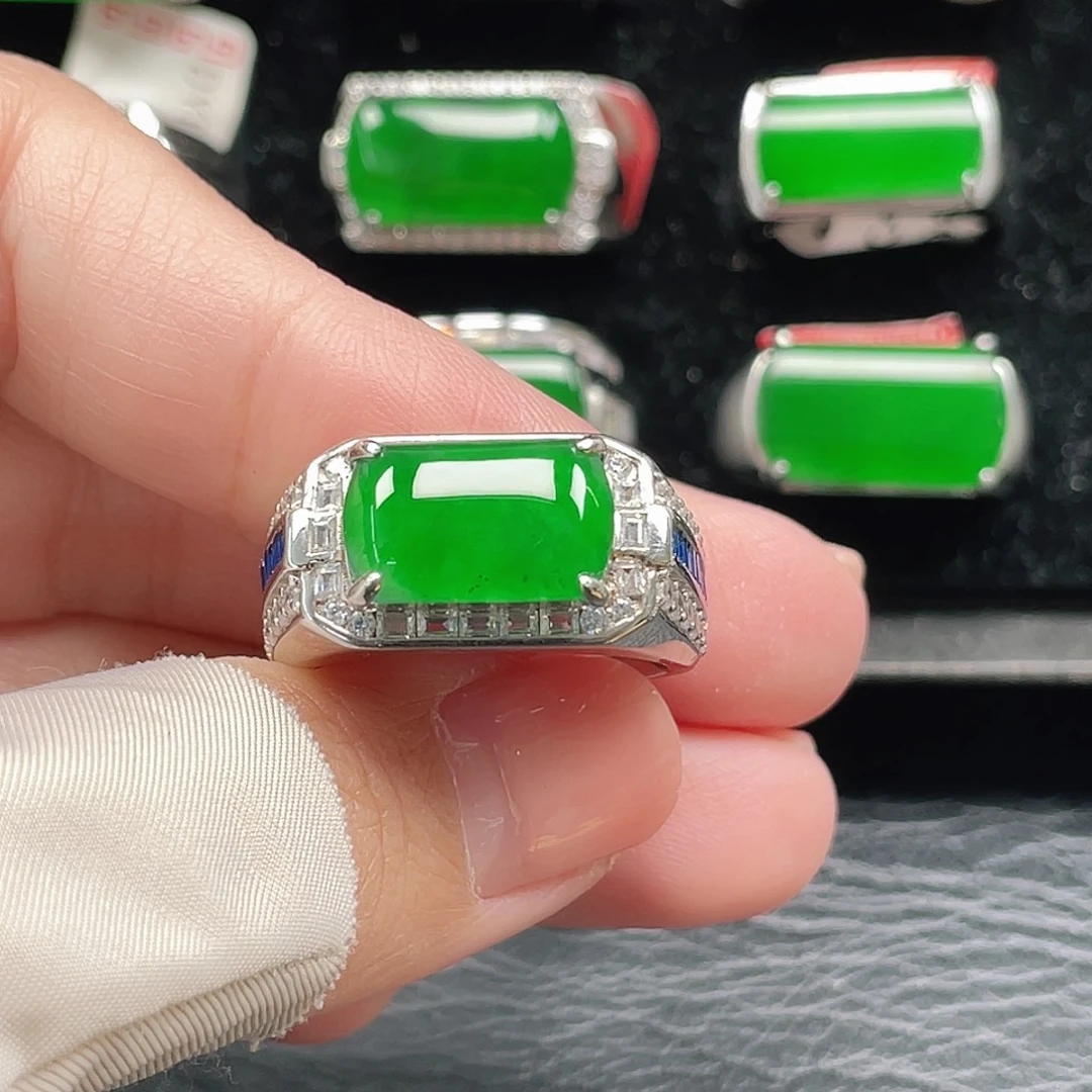 翡翠银S925镶嵌戒指天然A货翡翠没运费险3888