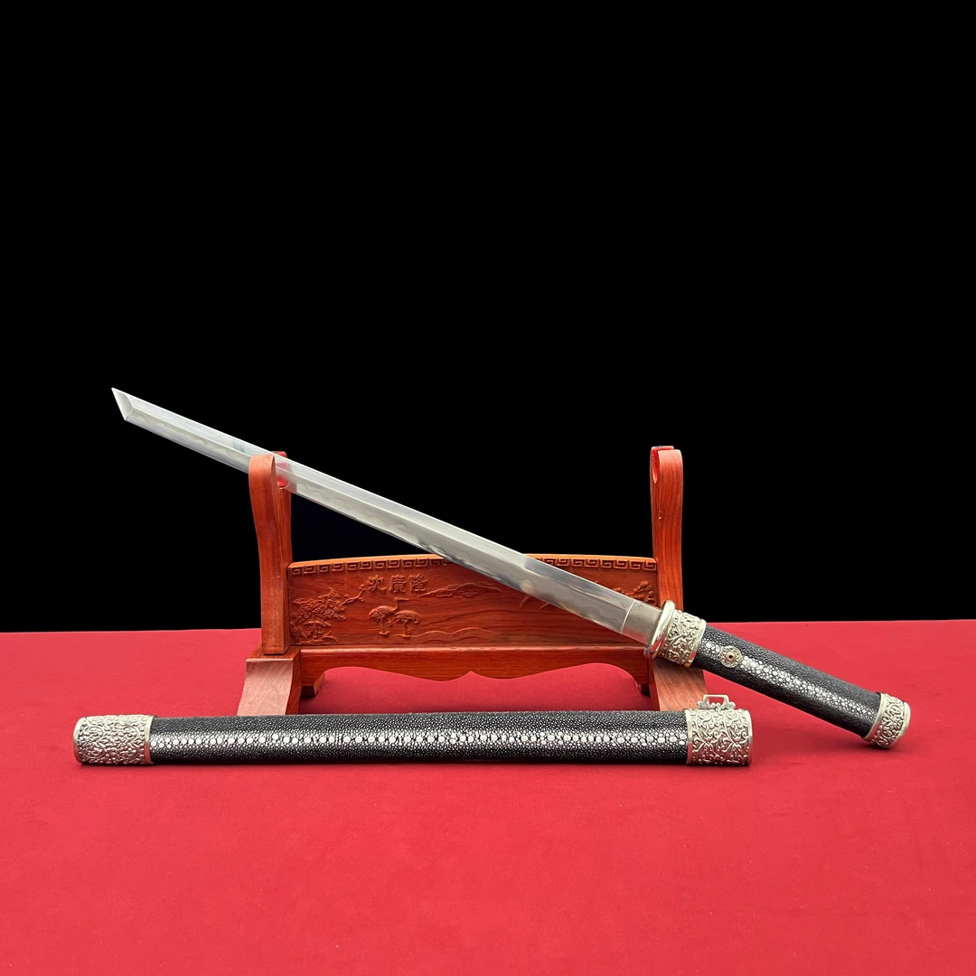 龙泉沈广隆-寒月唐刀 白铜 鱼皮 宝剑 唐横刀 手工 未开刃