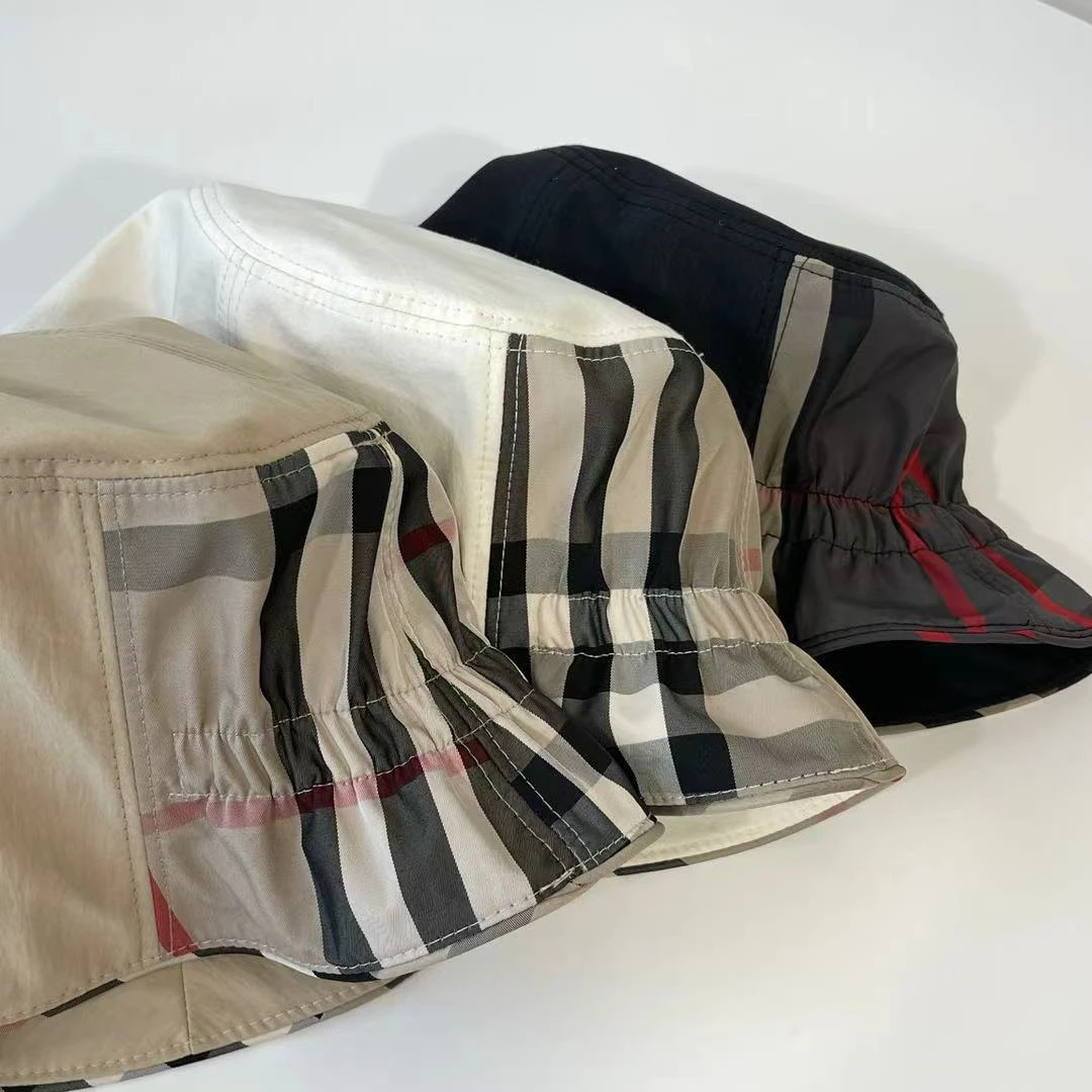 帽之都韩极简风格纹经典时尚拼色渔夫帽