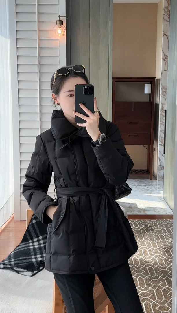 【米卡私服】华夫格中长款鹅绒服保暖外套冬季