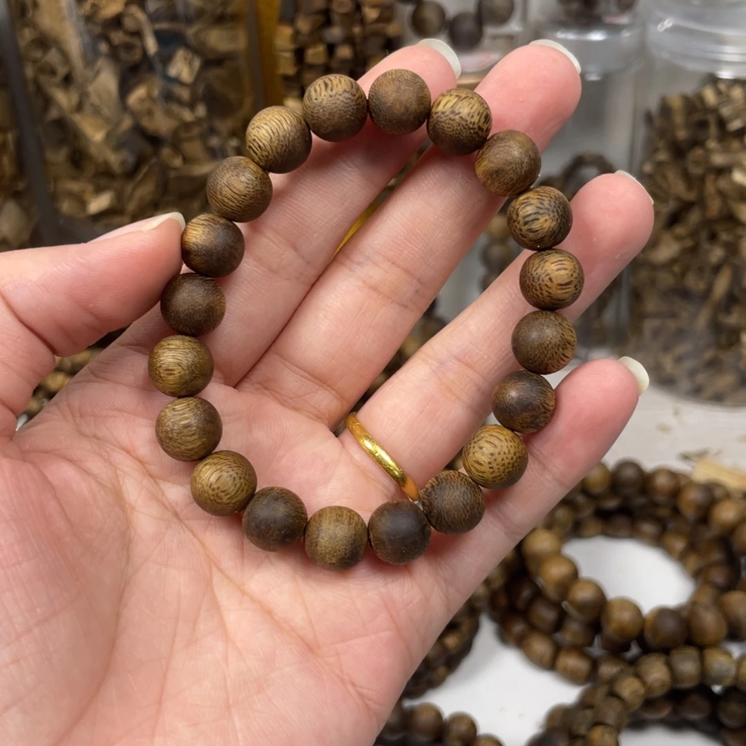 沉香碎屑沉香1.0mm圆珠单圈