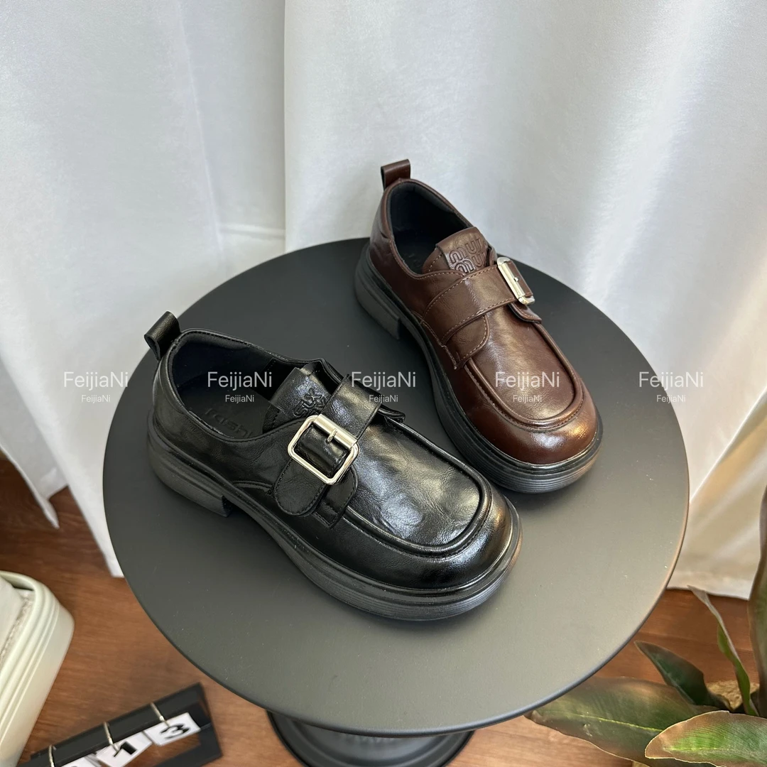 FeiJiaNi/斐佳妮2025年新款韩版厚底百搭乐福单鞋英伦风jk小皮鞋
