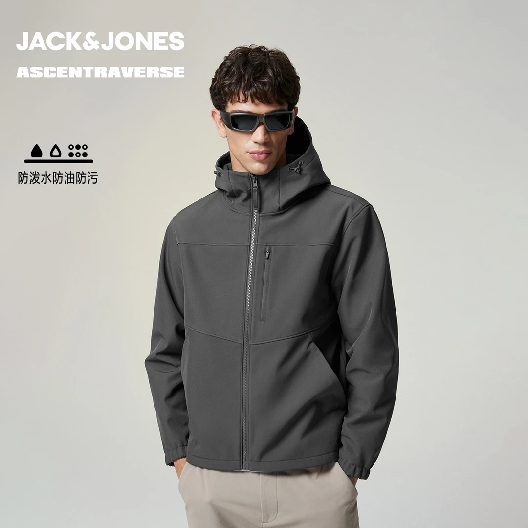 【AT系列】杰克琼斯男装棉服冬季新款纯色抽绳连帽宽松休闲保暖外套