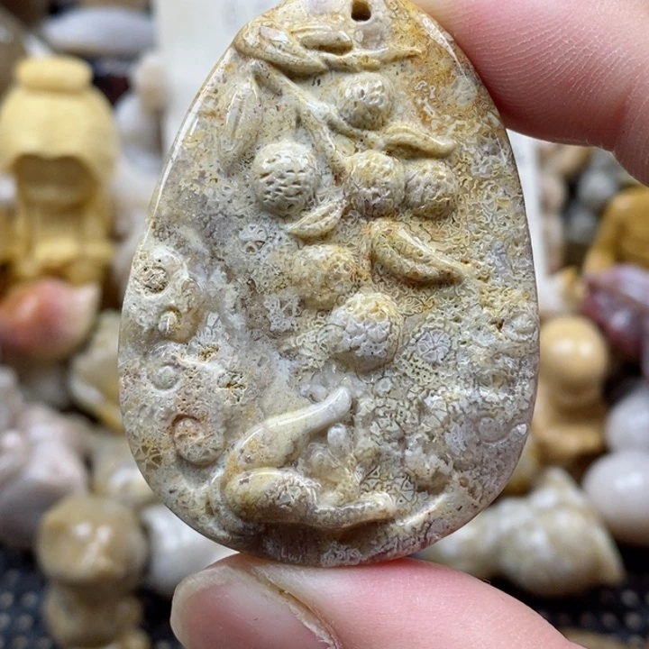 颈饰未镶嵌硅化珊瑚（珊瑚玉）有瑕