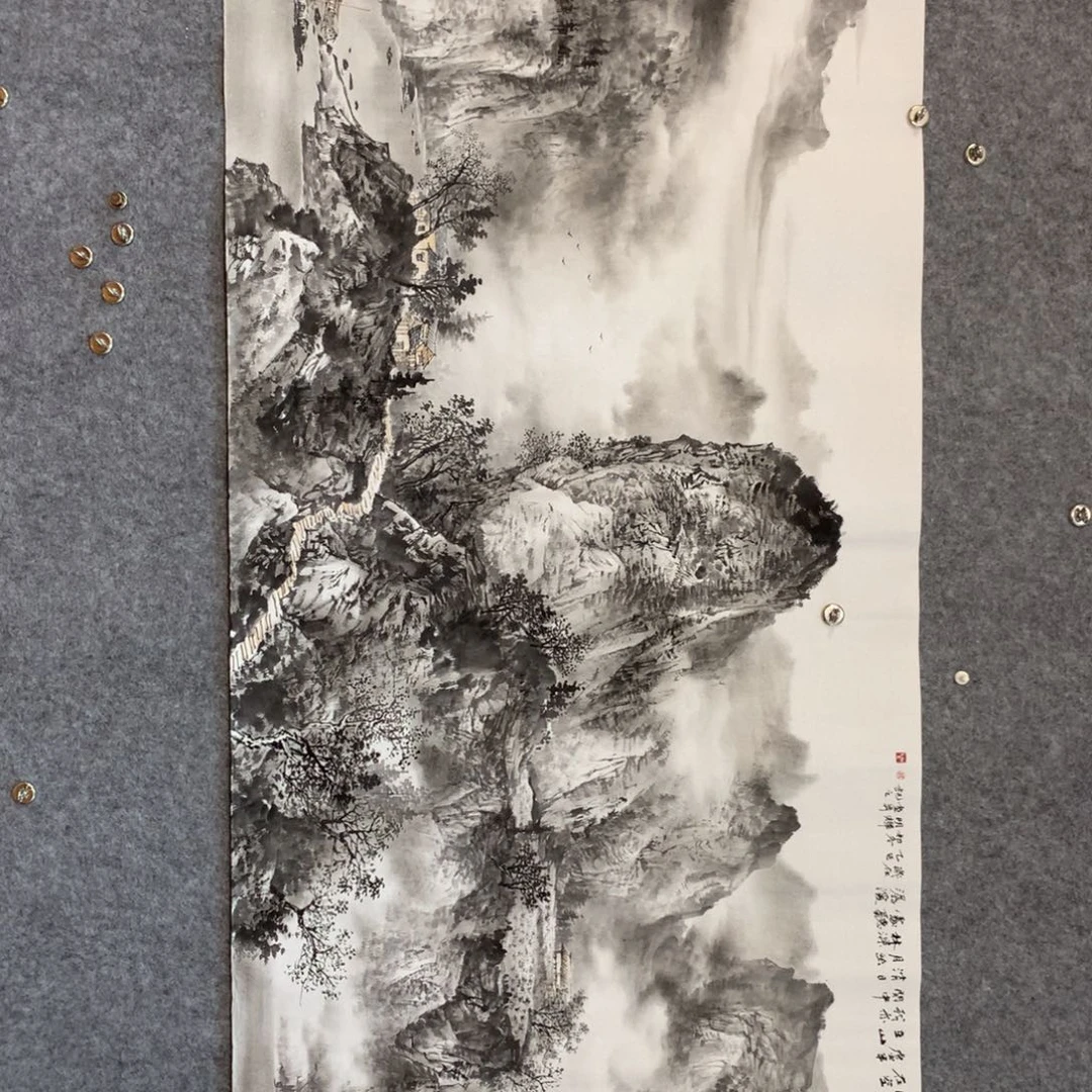 用***9国画山水作品写意