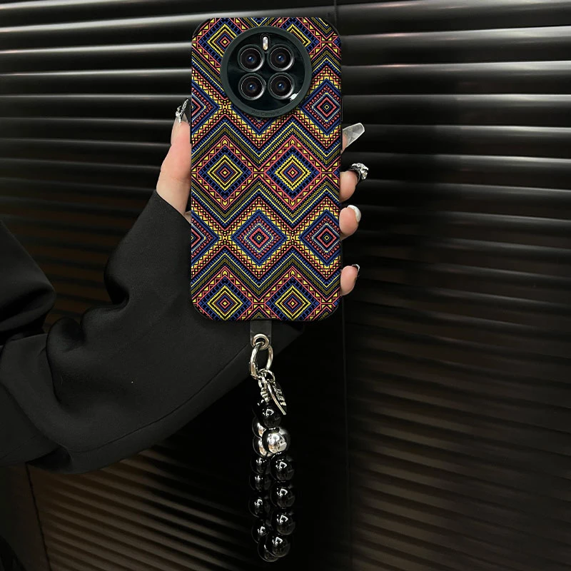 适用【华为mate50】复古菱格花纹ins风小羊皮创意全包网红手机壳女