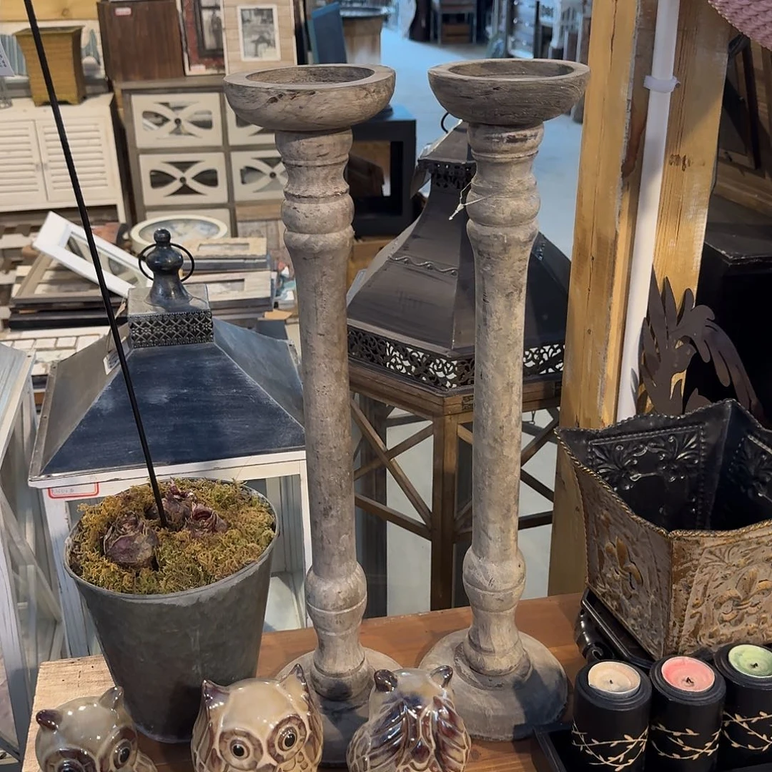 合成树脂木质烛台一对