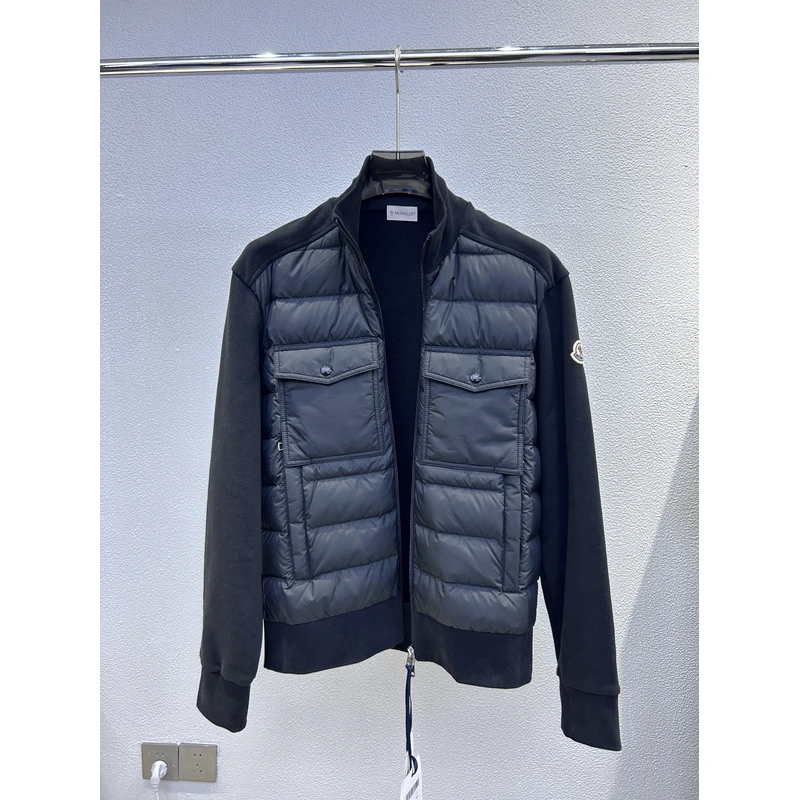 现货Moncler盟可睐 8G00033 黑色拼接款工装立领羽绒服