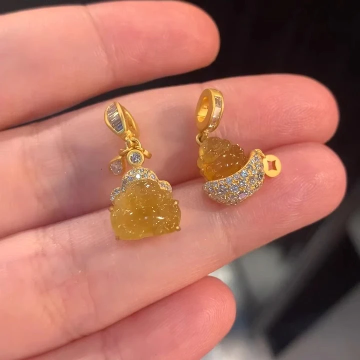 「财神」新款diy提溜镀18k色聚财貔貅扣头中式迷你小提溜时