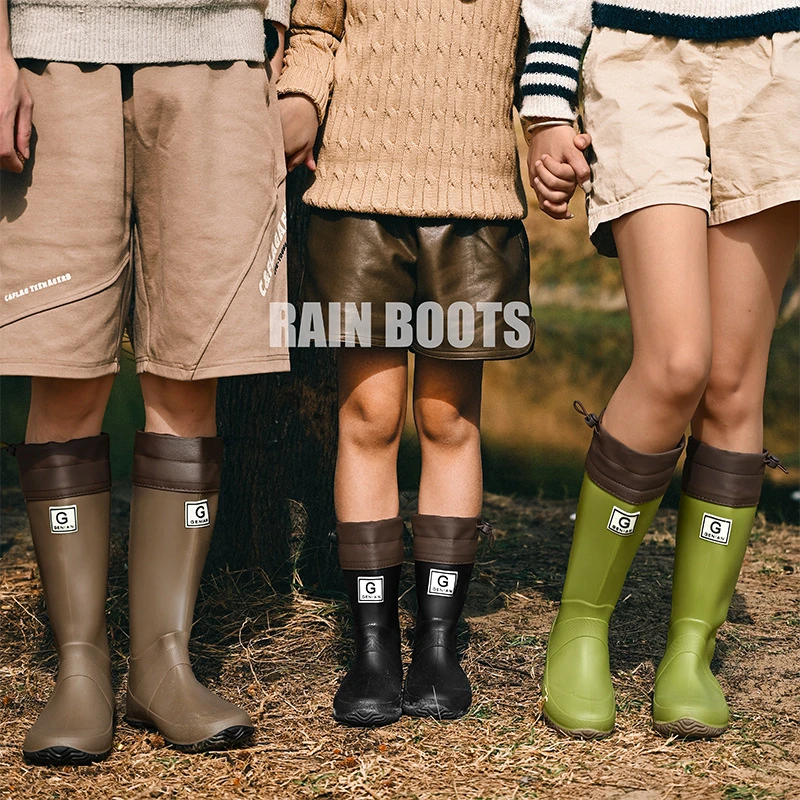 爬山轻量化野鸟高筒雨鞋男女同款亲子款雨林登山雨靴防水不粘泥