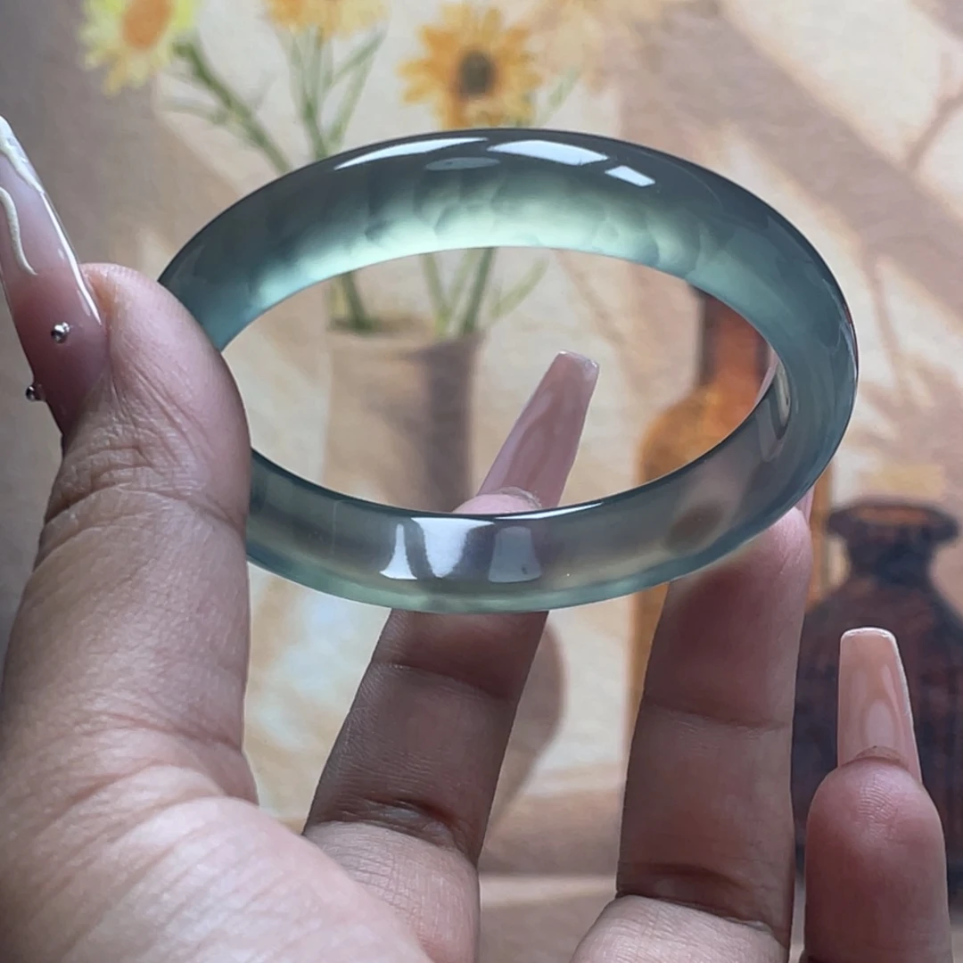 玛瑙/玉髓手镯未镶嵌青****っ487-57圈库里蓝