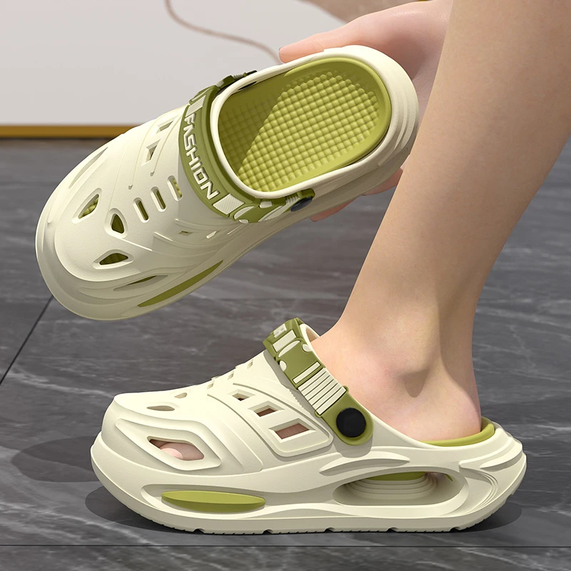 厚底洞洞鞋男夏季户外包头拖鞋运动凉拖鞋防滑沙滩踩屎感凉鞋外穿