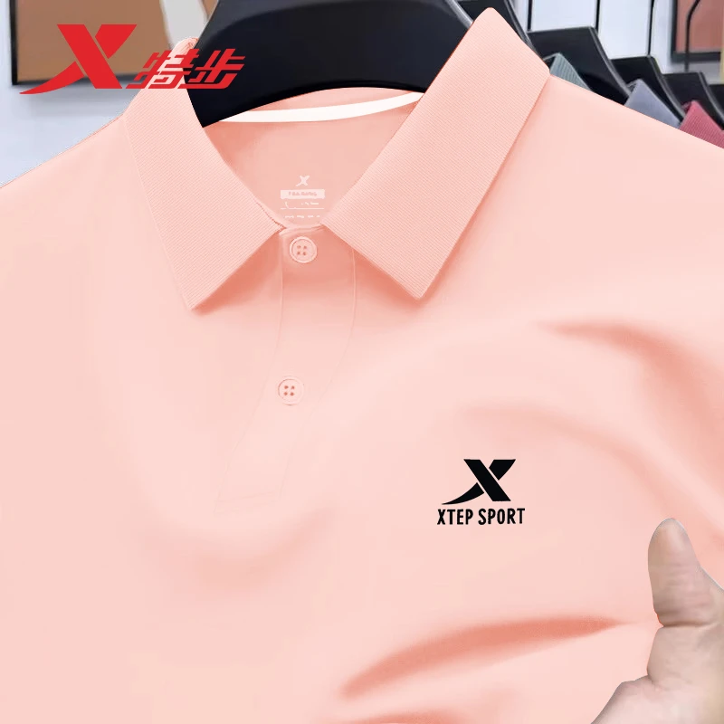 特步冰丝polo衫男士短袖凉爽t恤2025夏季新款宽松速干透气休闲衫