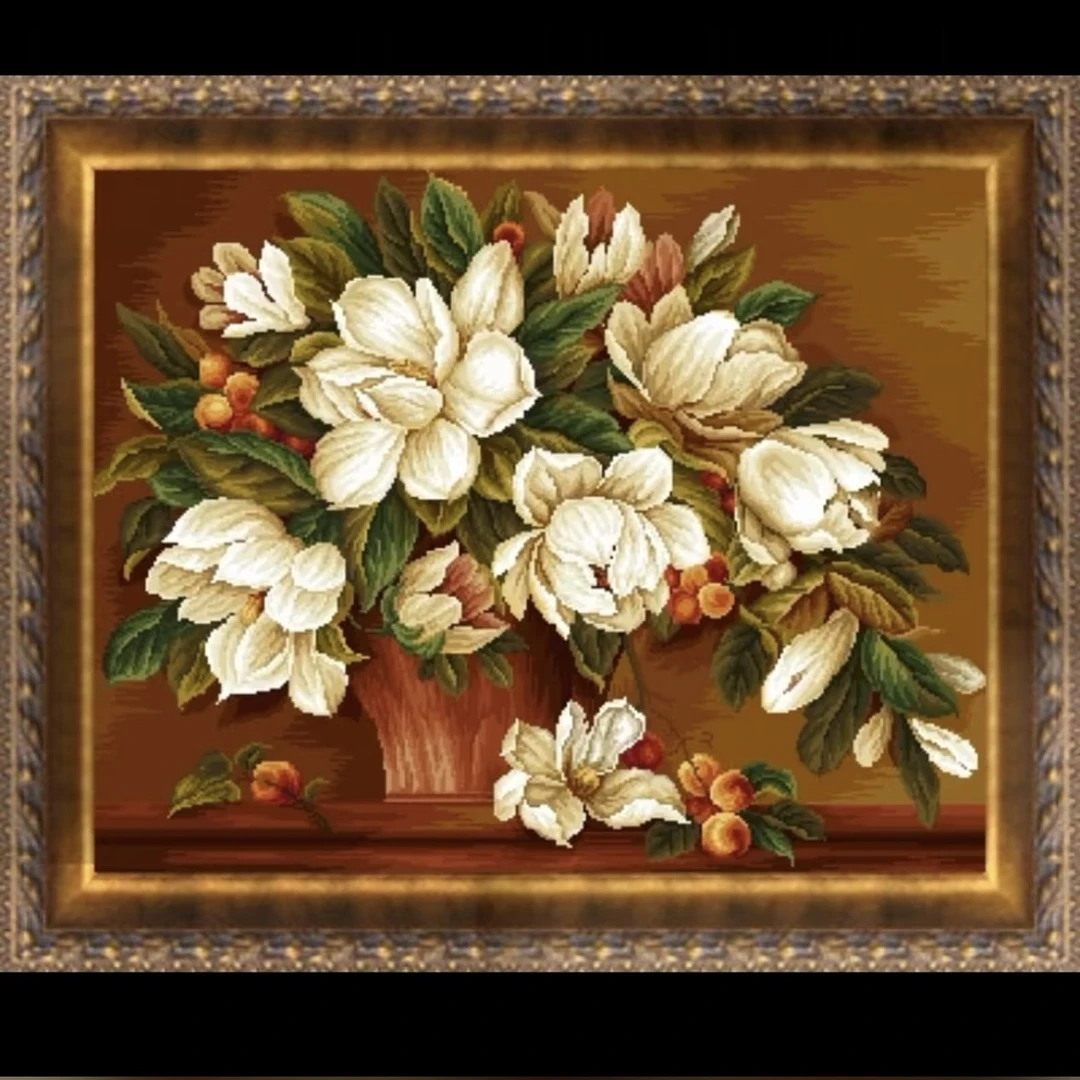 锦译绒绣～美式欧式风格复古花卉餐厅客厅装饰画挂画纯手绘油画