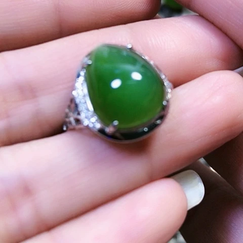 和田玉银S925镶嵌戒指