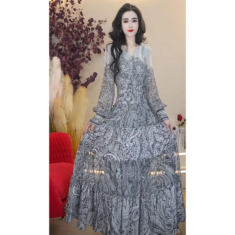 经典高级时尚显瘦女装连衣裙新款气质长款88185