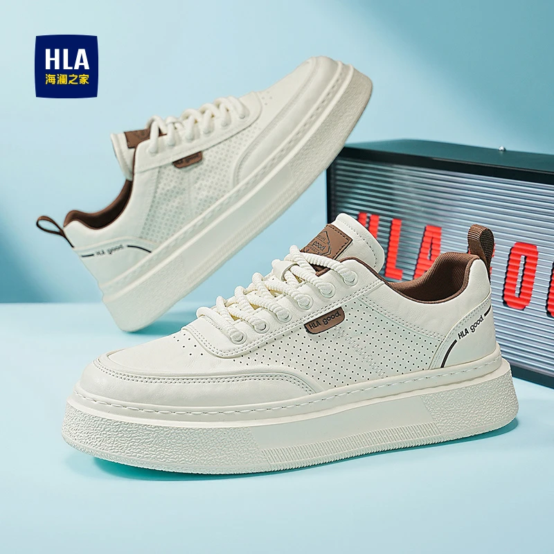 HLA/海澜之家休闲板鞋男款2025秋冬新款舒适小白鞋厚底增高男鞋子
