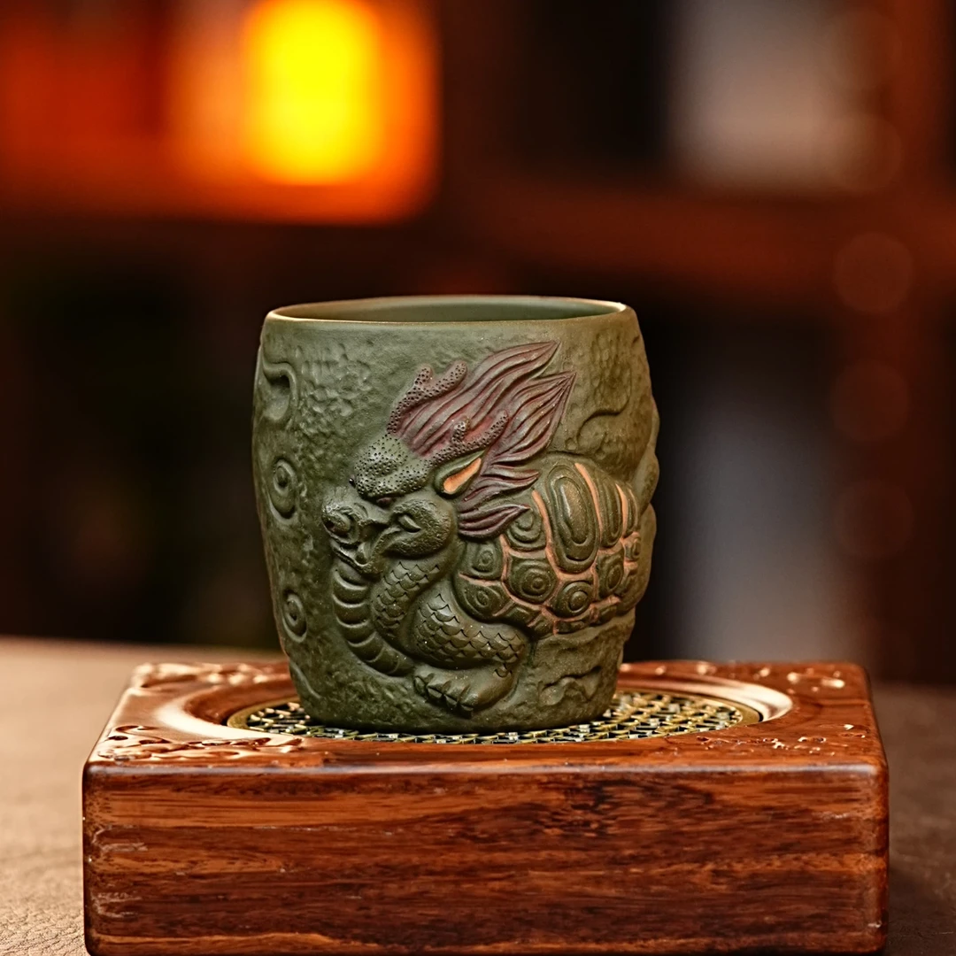 宜兴正宗紫砂龙龟杯紫砂杯主人茶杯全手工网红茶器紫砂高级茶具