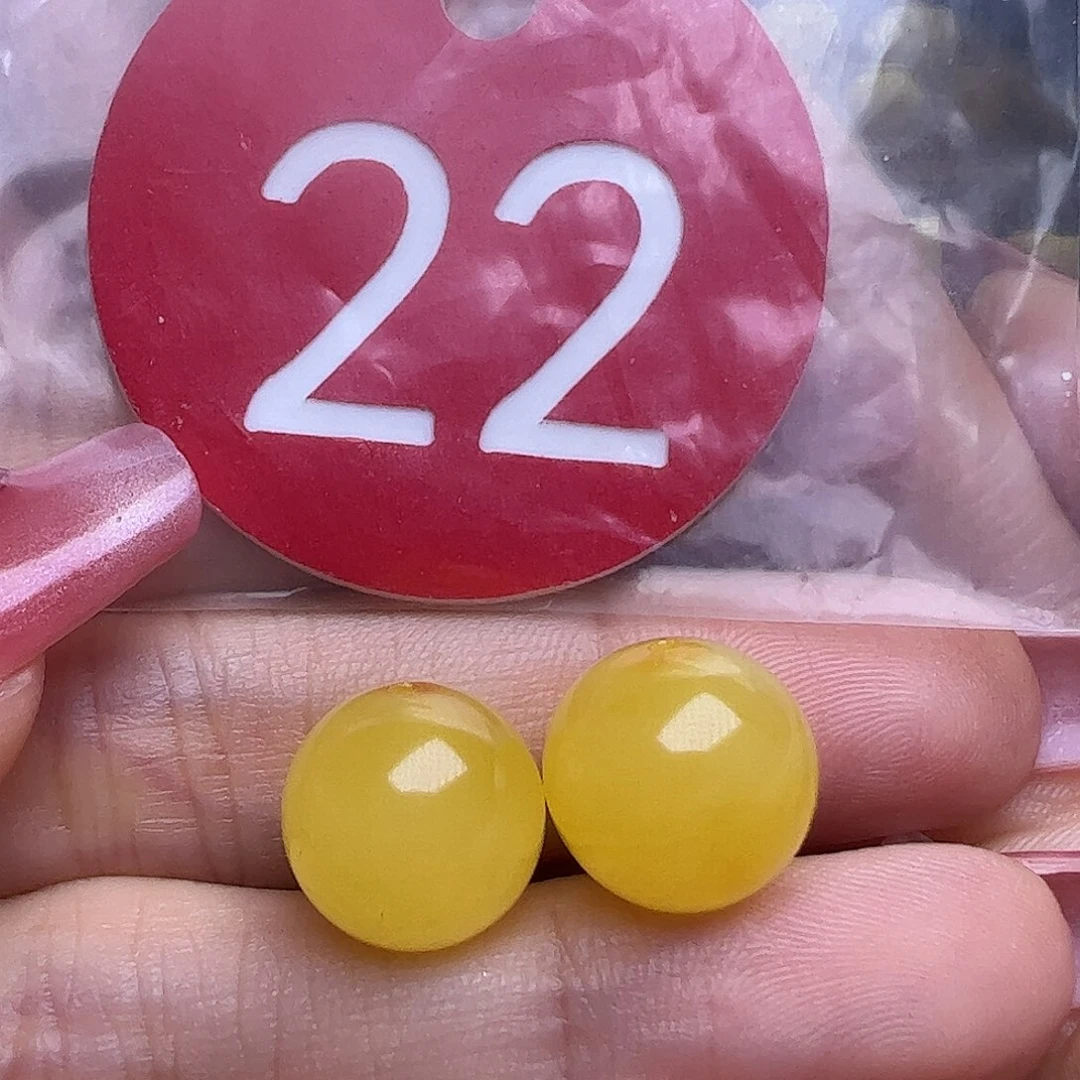 蜜蜡未镶嵌珠宝奇石11mm鸡油黄圆珠