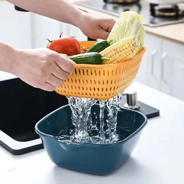 【大号两件套】锅碗瓢盆厨房套装洗菜盆沥水水果盘洗水果菜篮锅具