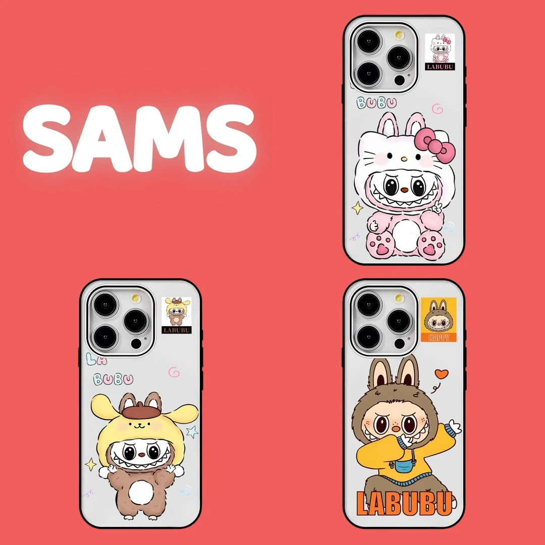 SAMS《labubu系列叁》黑边透明手机壳适用于苹果iPhone16ProMax