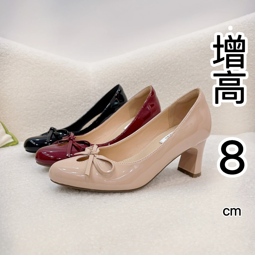 百搭8cm性感露趾结浅口高跟鞋女25春季新款气质漆皮圆头粗跟单鞋
