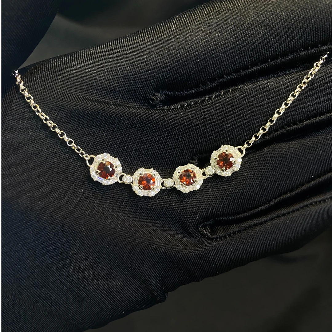 天然石榴石手链 ZAYNE SAMELE·堕天使 S925银镶天然宝石 附证书