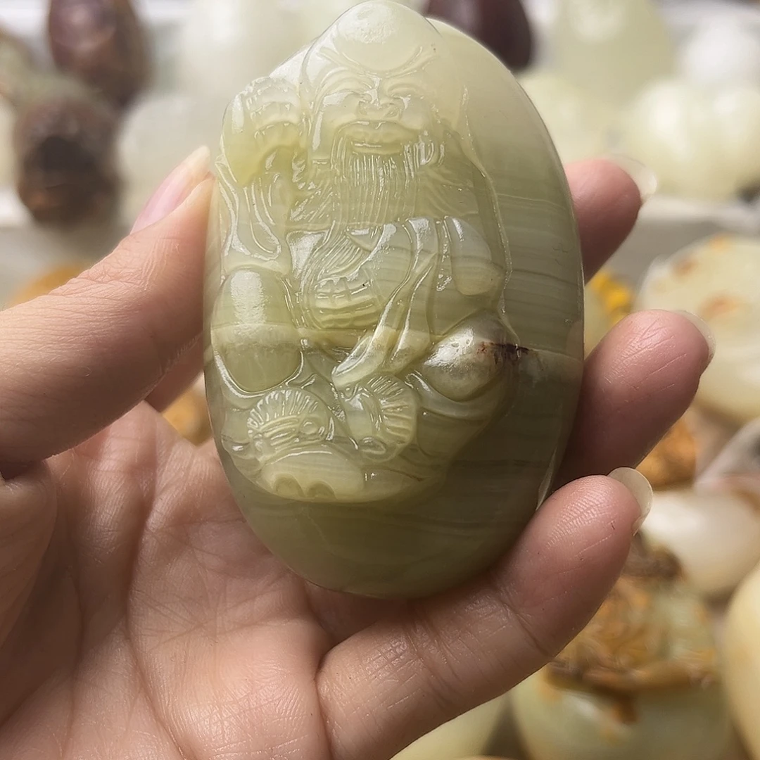 石材方解石手把摆件不退换寿星