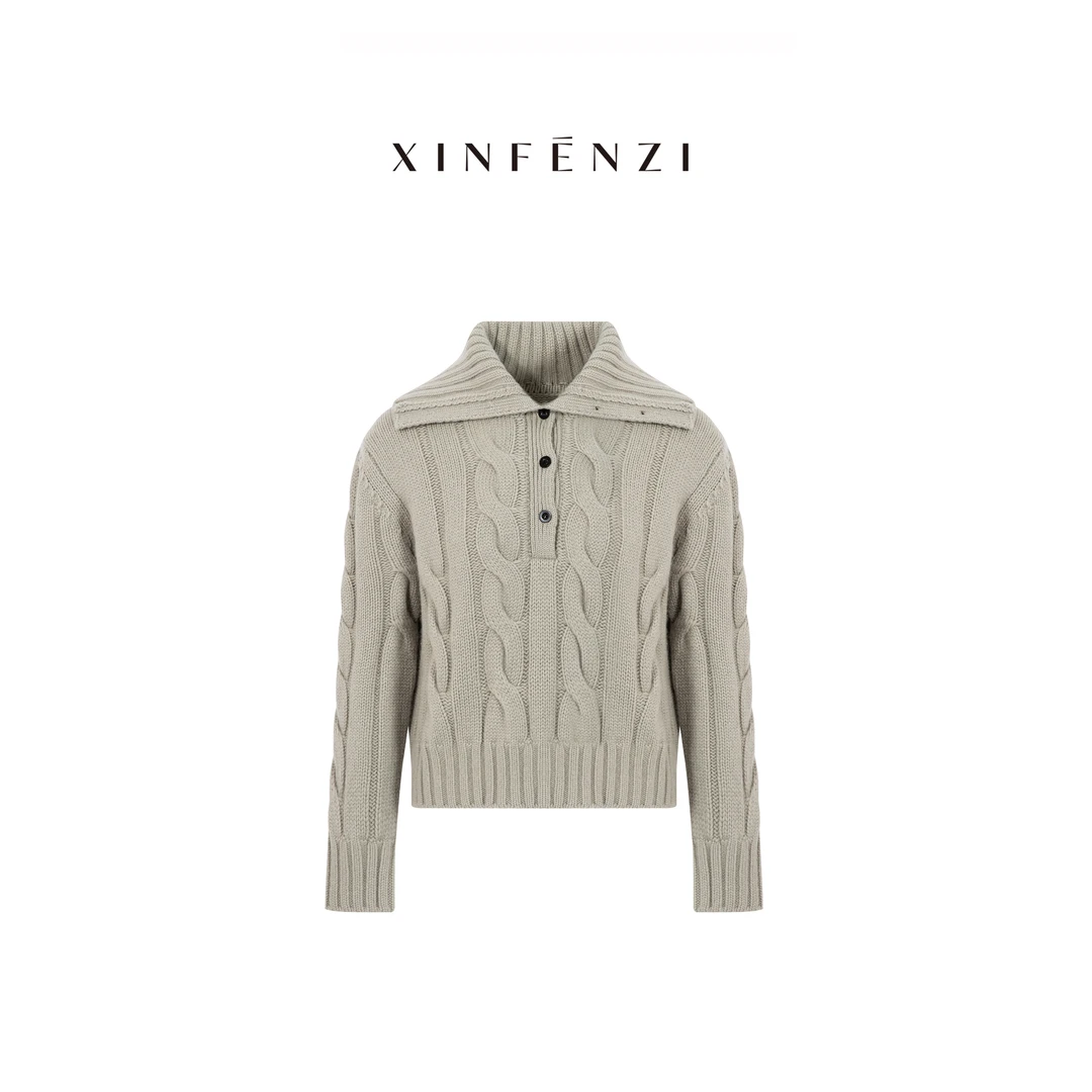 【大麻花】XINFENZI 羊毛粗针绞花多造型毛衣 51103