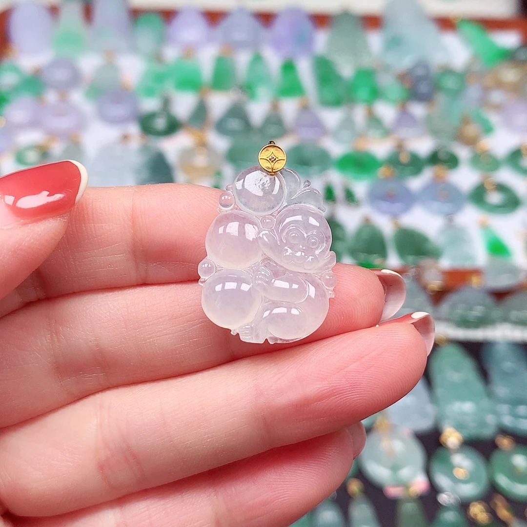 翡翠颈饰18K金镶嵌天然翡翠A货