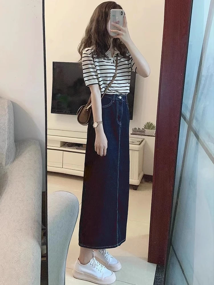 夏装女奶系穿搭一整套盐系韩剧轻熟港味法式桔梗套装条纹上衣裙子