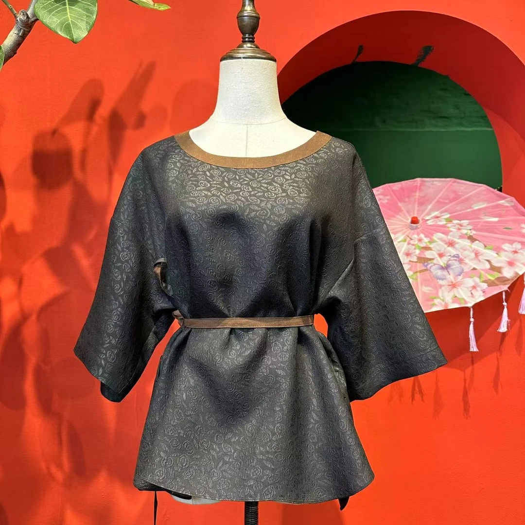 艾可原创  简约款上衣 小玫瑰花 冠乐邹香云纱 长60起