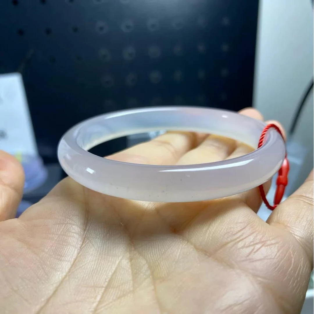天然玉石玛瑙白月光单圈手镯