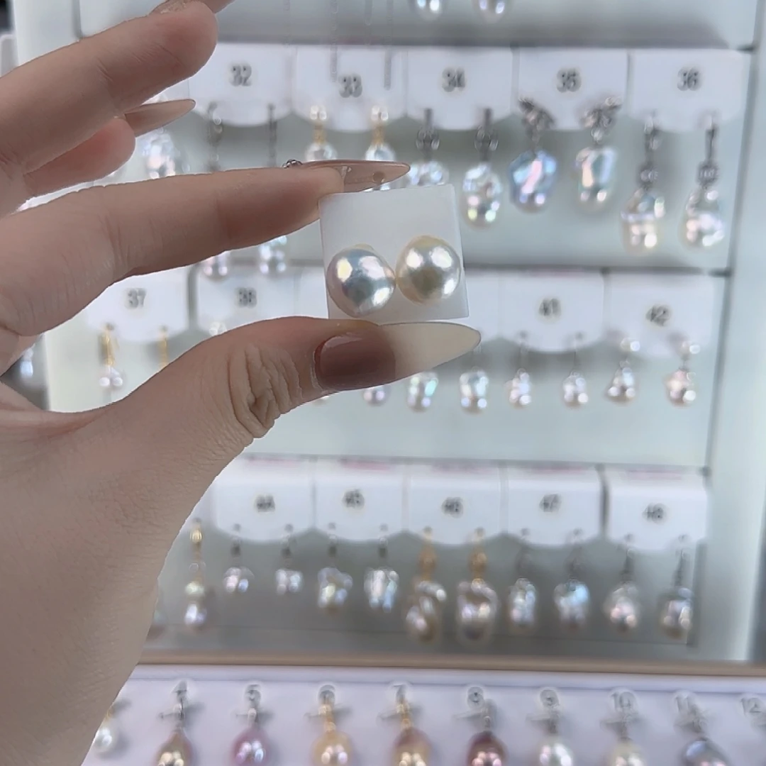 未镶嵌耳饰淡水珍珠13mm