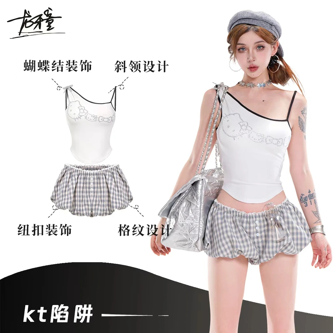 龙牙童推荐【kt陷阱】显瘦甜美性感少女套装运动夏季欧美修身辣妹